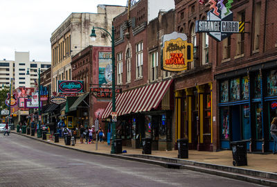 View of city street and buildings