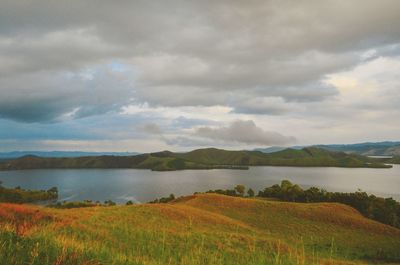 Scenic view of lake against sky