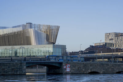 View of river with buildings in background