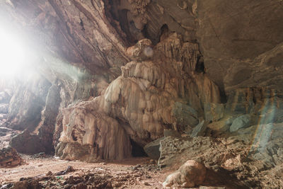 Low angle view of rock formation in cave