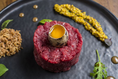 High angle view of food on table