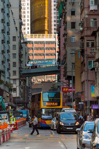 View of city street and buildings