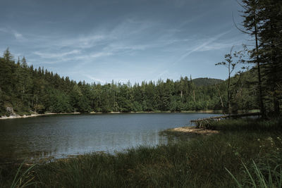 Scenic view of lake against sky