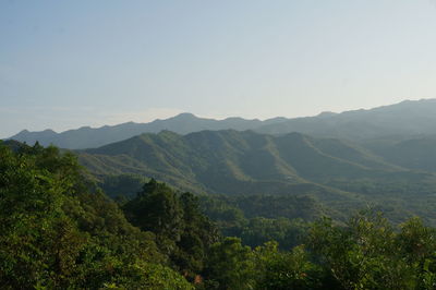 Scenic view of mountains against clear sky