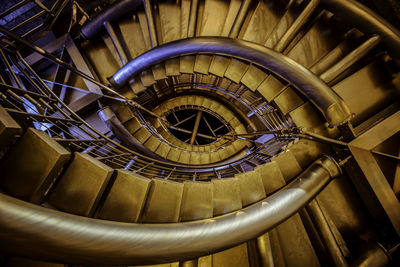 Directly below shot of spiral staircase in building