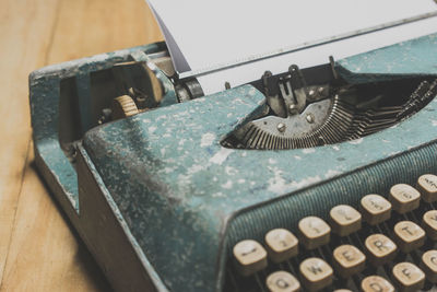 High angle view of typewriter on table