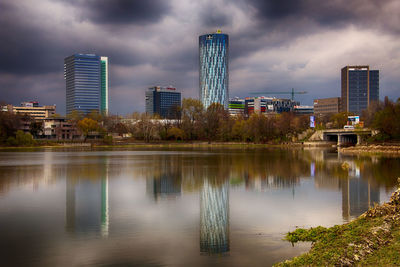 View of river with buildings in background