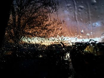 Close-up of raindrops on wet glass