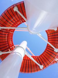 Directly below shot of water slide against sky