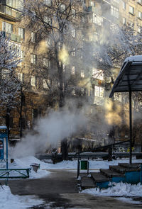 Snow on city during winter