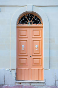 Closed door of building