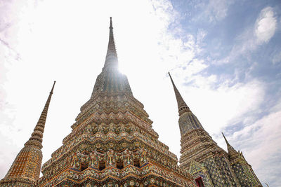 Low angle view of pagoda against sky