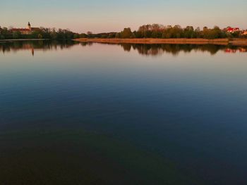 Scenic view of lake against sky