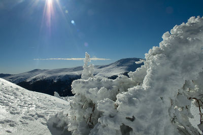 Snow covered mountain against sky