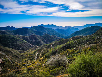 Scenic view of mountains against sky