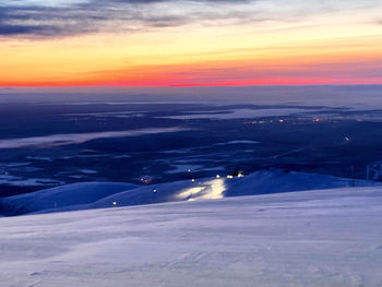 Scenic view of landscape against sky during sunset