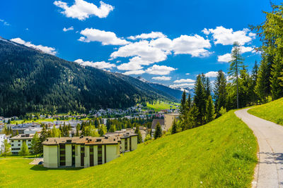 Scenic view of landscape and mountains against sky