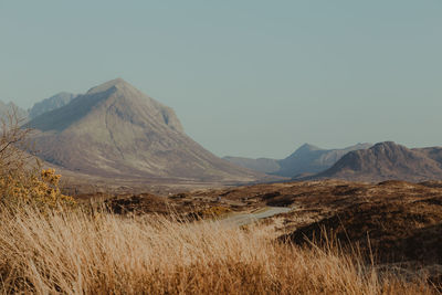 Scenic view of mountains against clear sky