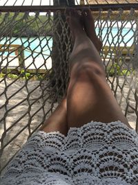 Woman relaxing in pool