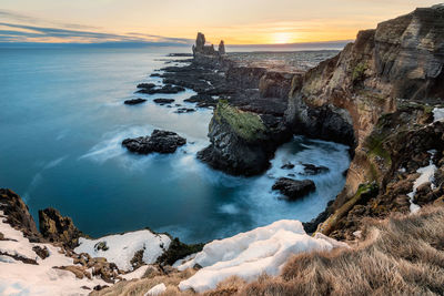 Scenic view of sea during sunset