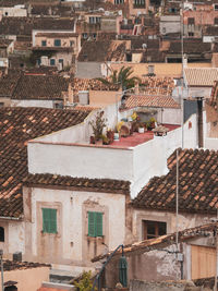 High angle view of residential buildings