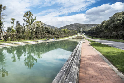 The beautiful garden of the reggia of caserta with many fountains