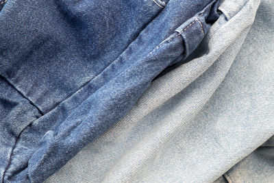 Close-up of blue denim jeans