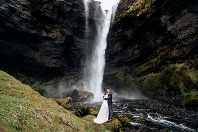 Scenic view of waterfall