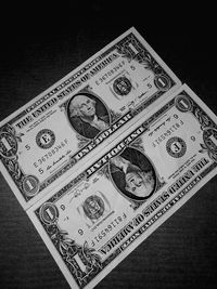 High angle view of text on table