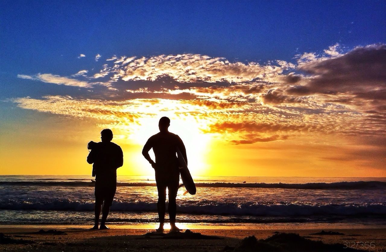 SILHOUETTE OF PEOPLE STANDING ON BEACH