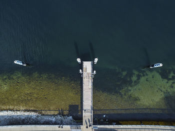 Aerial view of a ferry dock on lake como