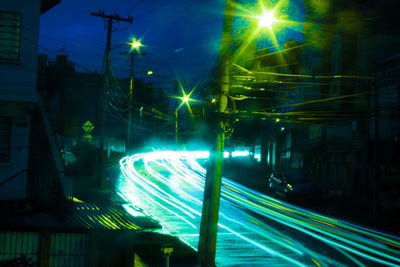 Illuminated street light at night
