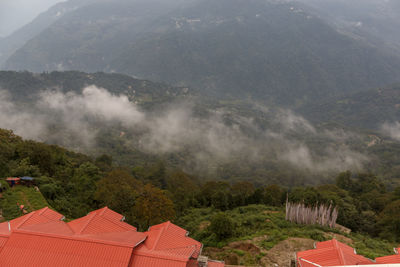 High angle view of mountain range