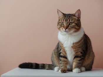 Close-up of cat against white background