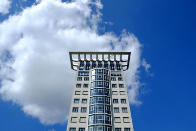 Low angle view of built structure against blue sky