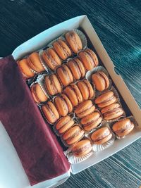 High angle view of dessert in plate on table