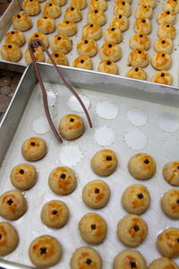 High angle view of food on table