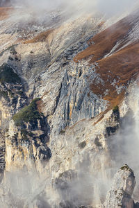 High angle view of rocks in mountains