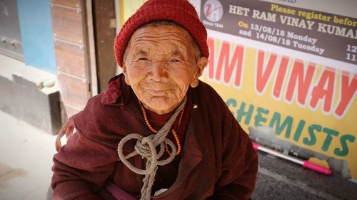 Portrait of man standing in snow