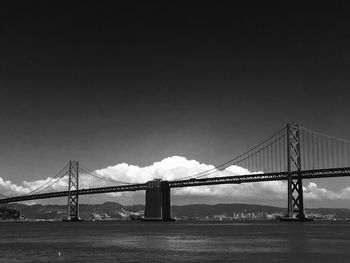 Low angle view of suspension bridge