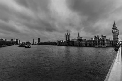 River by city against sky