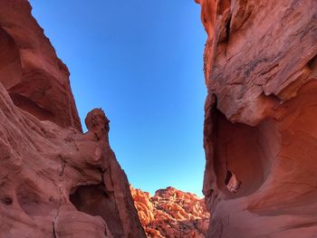 Low angle view of rock formations in desert