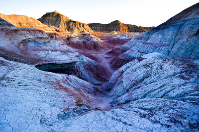 The wucai city scenic area near urumqi, xinjiang, has a magnificent and dazzling danxia landform.