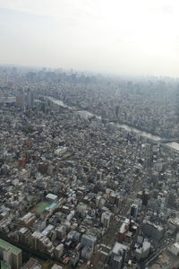 High angle view of cityscape against sky