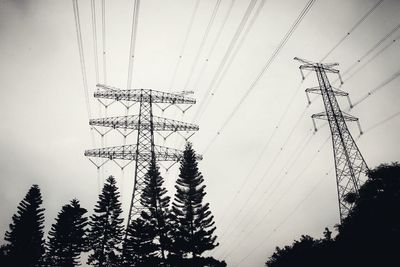 Low angle view of power lines against sky