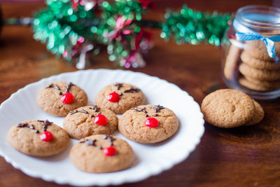 Close-up of cookies on table