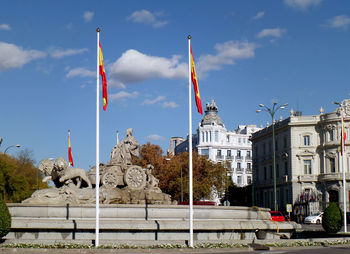 Stunning fountain on the plaza de cibeles square, the iconic symbol of madrid, spain