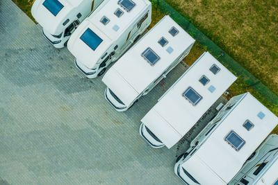 High angle view of buildings on table