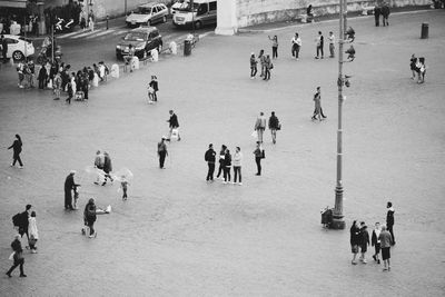 People walking on city street