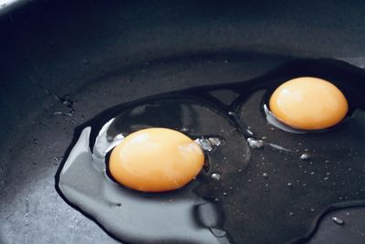 High angle view of breakfast on table